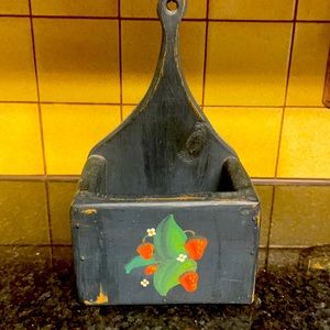 Rustic painted wooden fireplace matches box